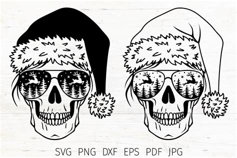 Download Free christmas sublimation clipart-winter skull with sun glasses Cut Files